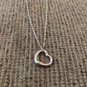 Tiffany & Co. - Silver Open Heart Pendant - Silver 24” Necklace by Elsa Peretti